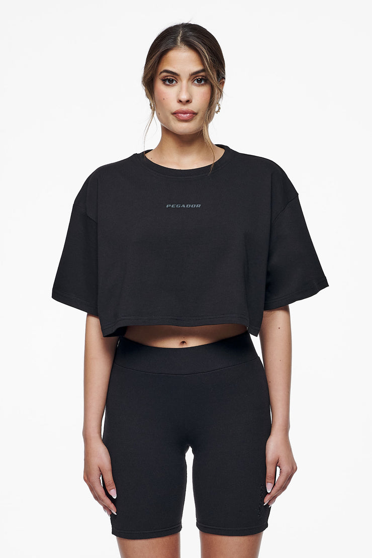 Pegador Layla Oversized Cropped Tee Black Gum