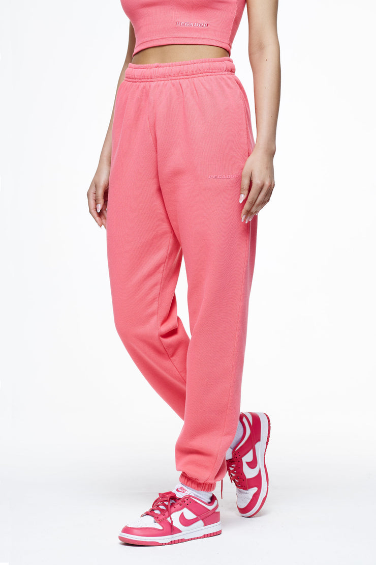 Pegador Villa High Waisted Sweat Pants Vintage Washed Strawberry Gum