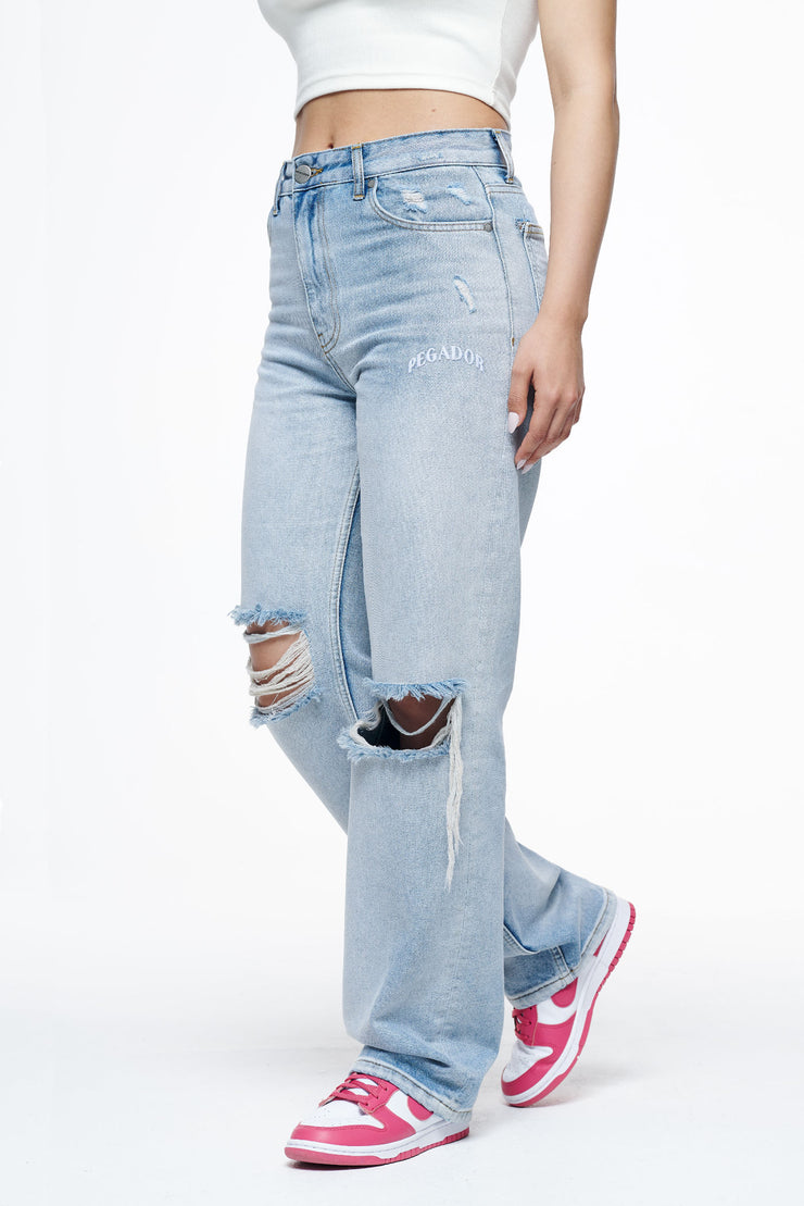 Pegador Soliera Distressed Wide Jeans Light Blue