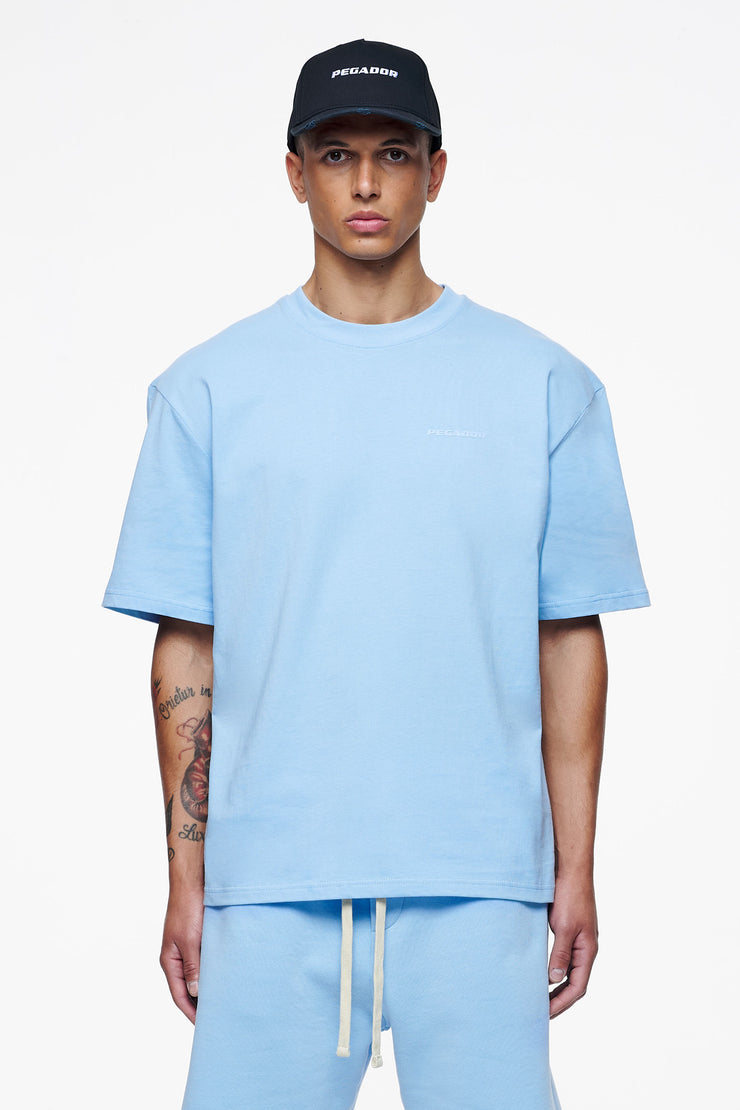 Pegador Logo Oversized Tee Vintage Washed Riviera Blue Gum