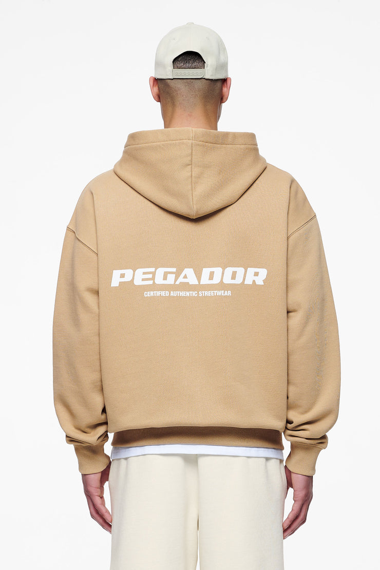 Pegador Colne Logo Oversized Sweat Jacket Vintage Washed Espresso