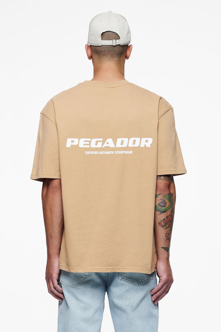 Pegador Colne Logo Oversized Tee Vintage Washed Espresso