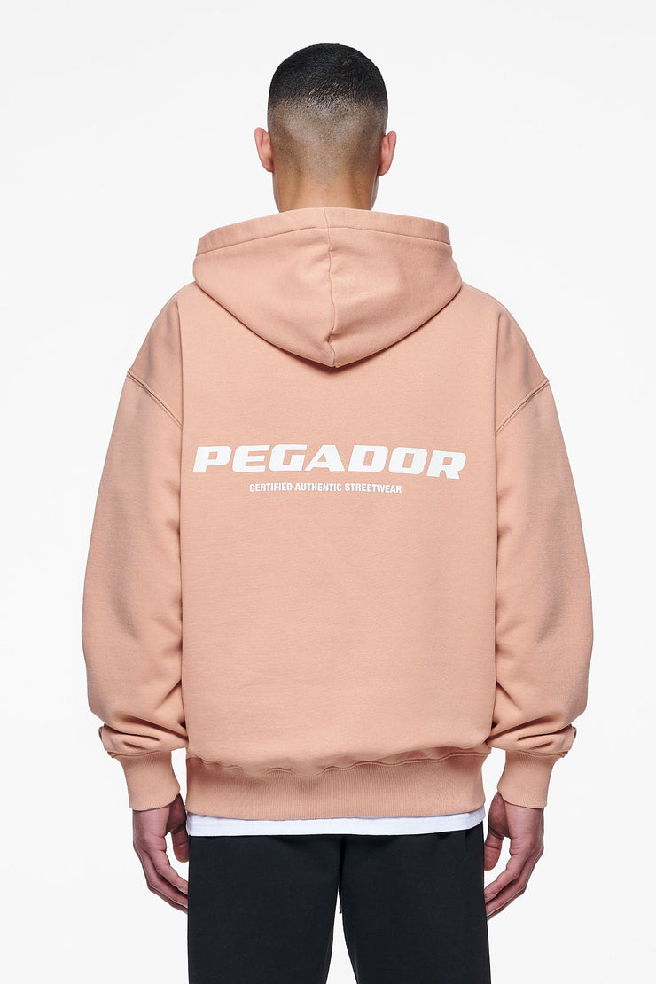 Pegador Colne Logo Oversized Hoodie Vintage Washed Tuscan Rose