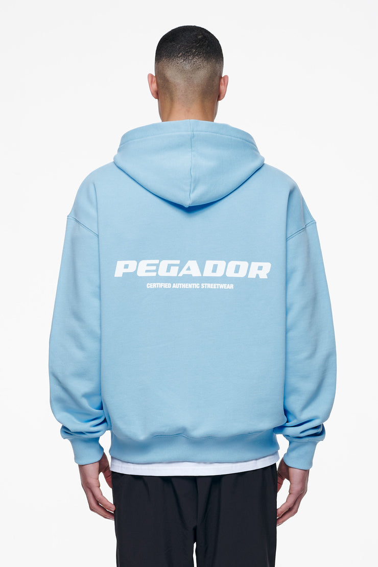 Pegador Colne Logo Oversized Sweat Jacket Vintage Washed Riviera Blue