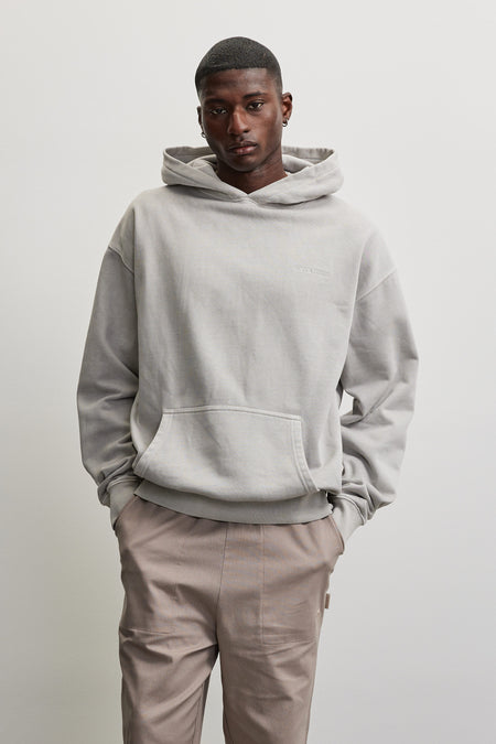Logo Oversized Hoodie Vintage Light Grey