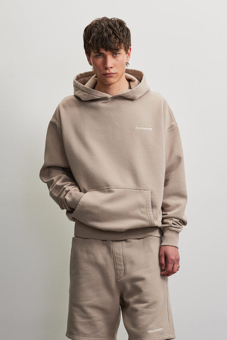 Logo Oversized Hoodie Warm Taupe