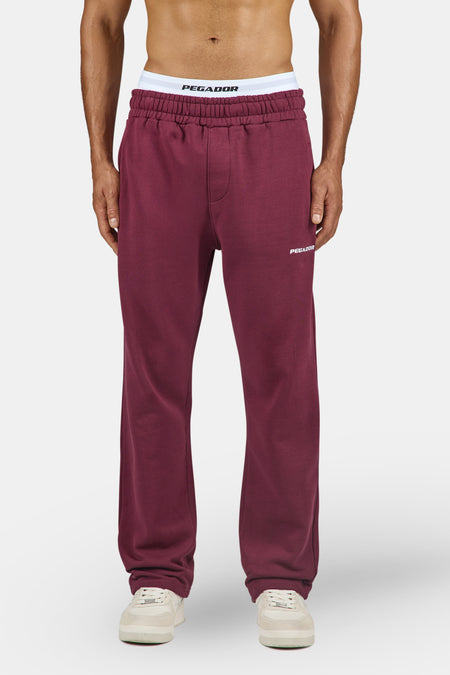 Logo Wide Sweat Pants Maroon Red