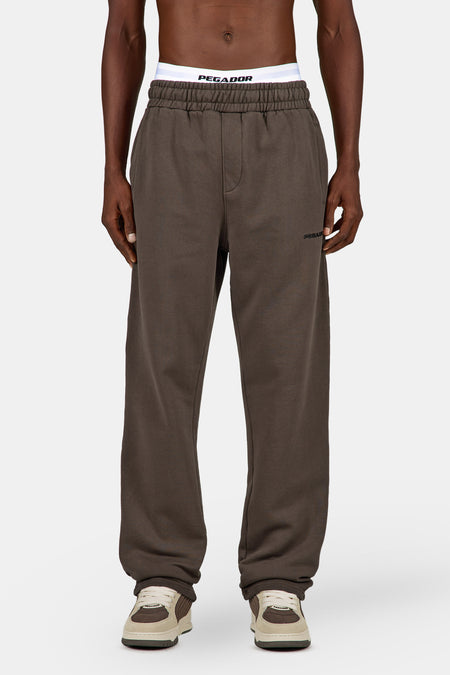 Logo Wide Sweat Pants Walnut Brown