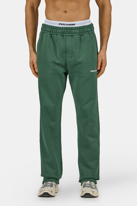 Logo Wide Sweat Pants Solid Green