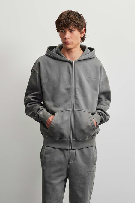 Logo Oversized Sweat Jacket Vintage Grey