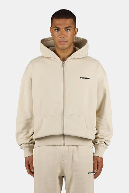 Logo Oversized Sweat Jacket Stone