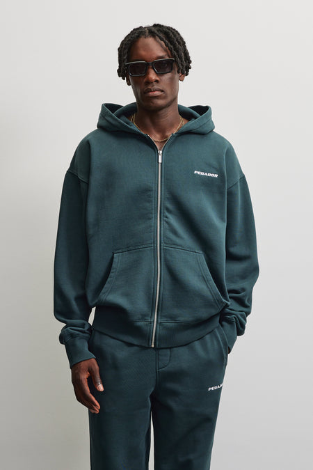 Logo Oversized Sweat Jacket Dark Teal