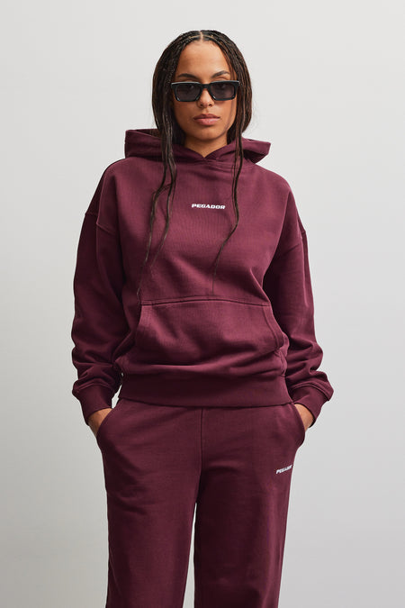 Clarita Logo Oversized Hoodie Dark Red