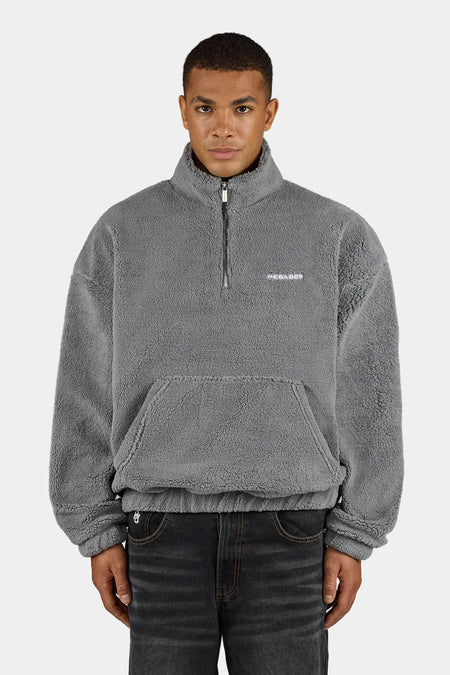 Puka Teddy Half Zip Sweater Mid Grey