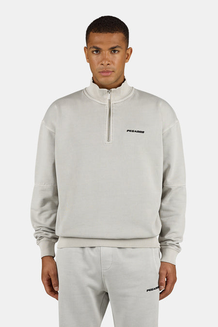 Logo Oversized Half Zip Sweater Vintage Light Grey