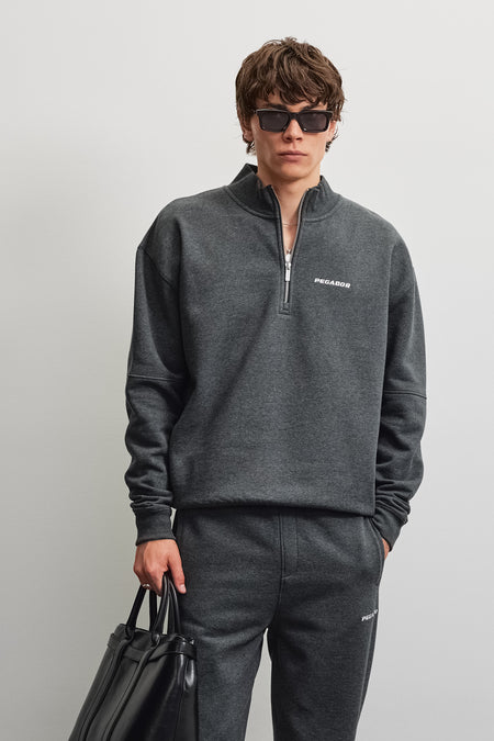 Logo Oversized Halfzip Sweater Anthracite Melange