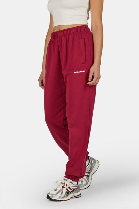 Villa High Waisted Sweat Pants Burgundy Red