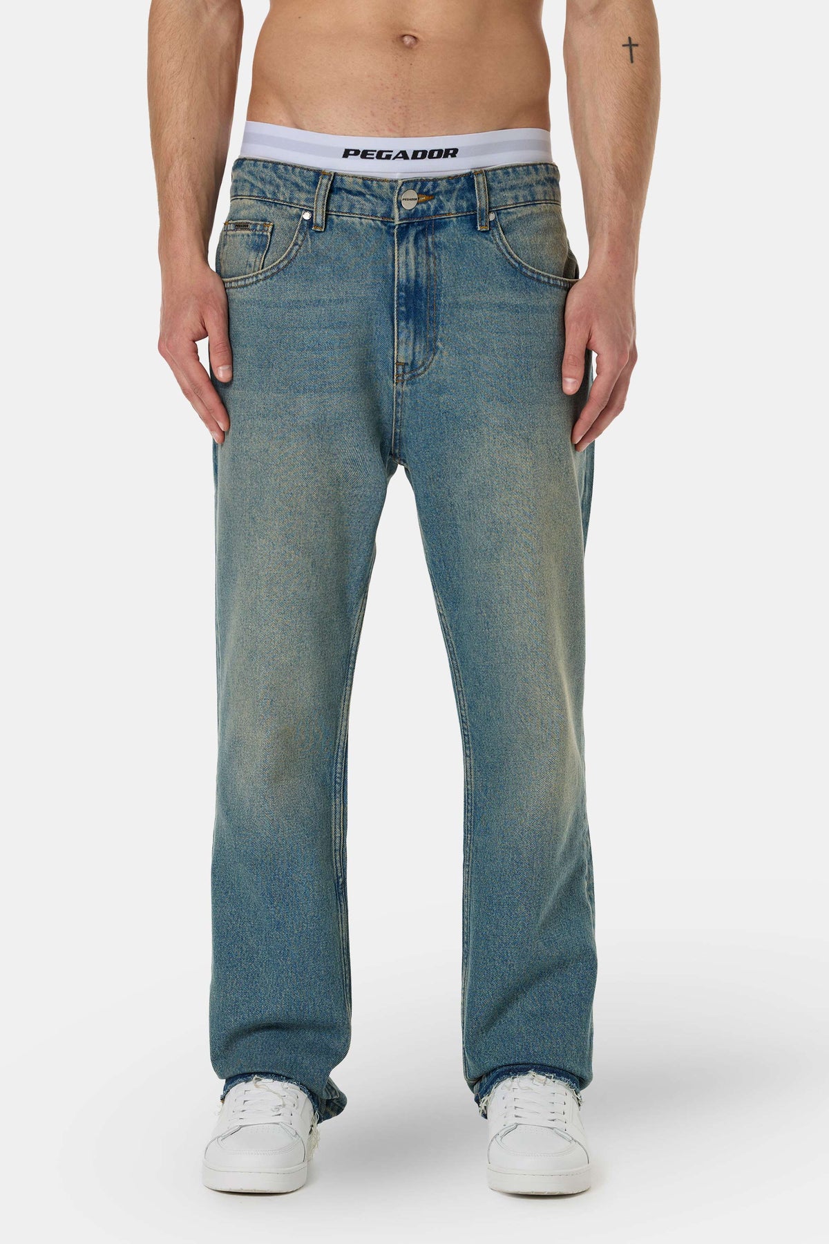 Presto Open Hem Jeans Washed Vintage Blue - 28