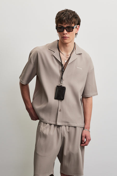 Troy Plissee Summer Shirt Warm Taupe
