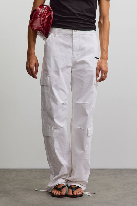Lia Wide Cargo Pants White