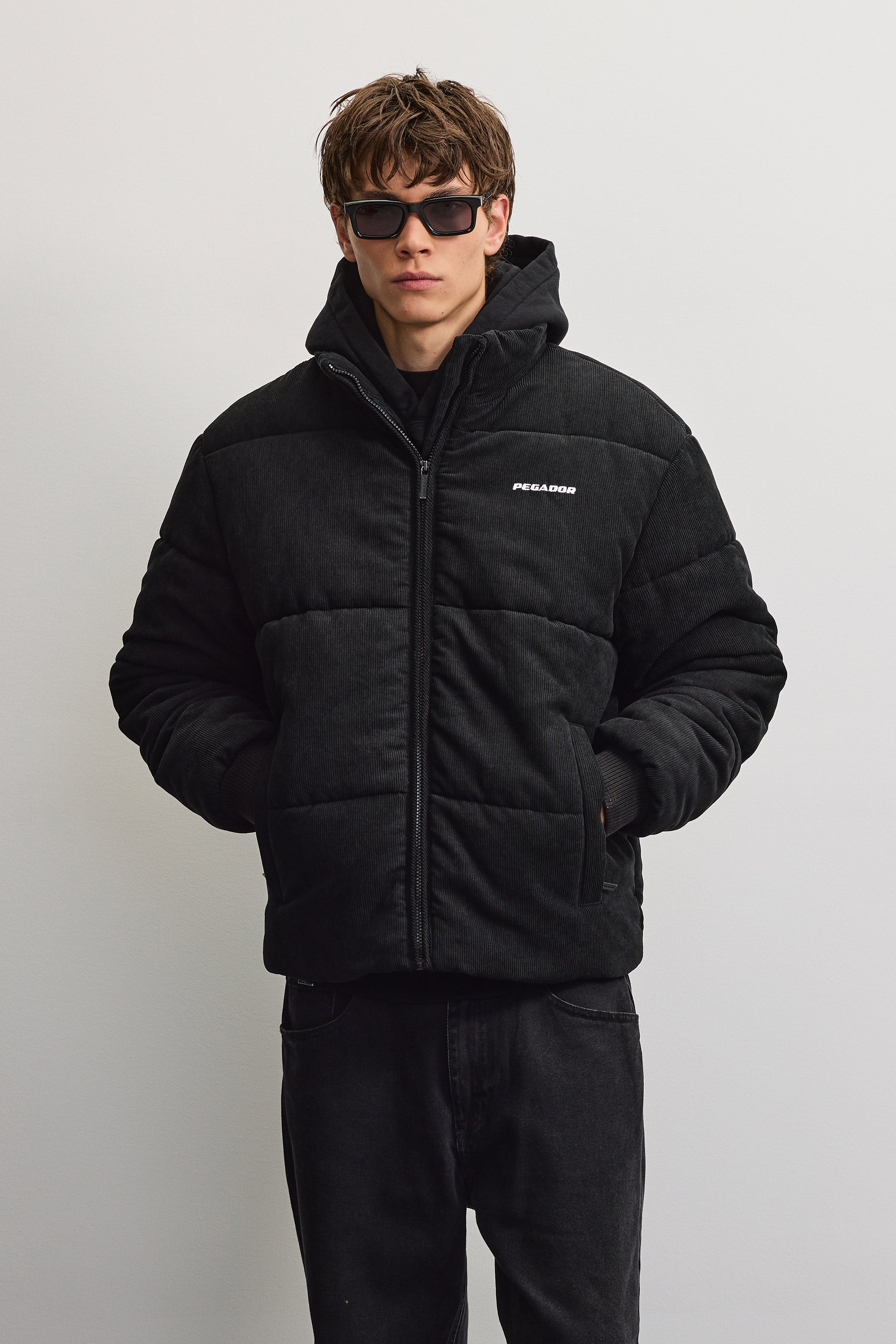 ジャケット・アウター so nakameguro full zip padding jacket Solin Cord Puffer Jacket Black – PEGADOR®
