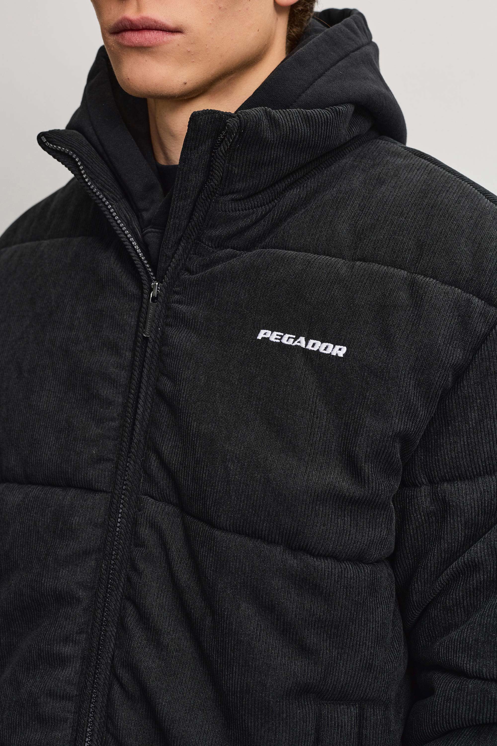 Solin Cord Puffer Jacket Black – PEGADOR®