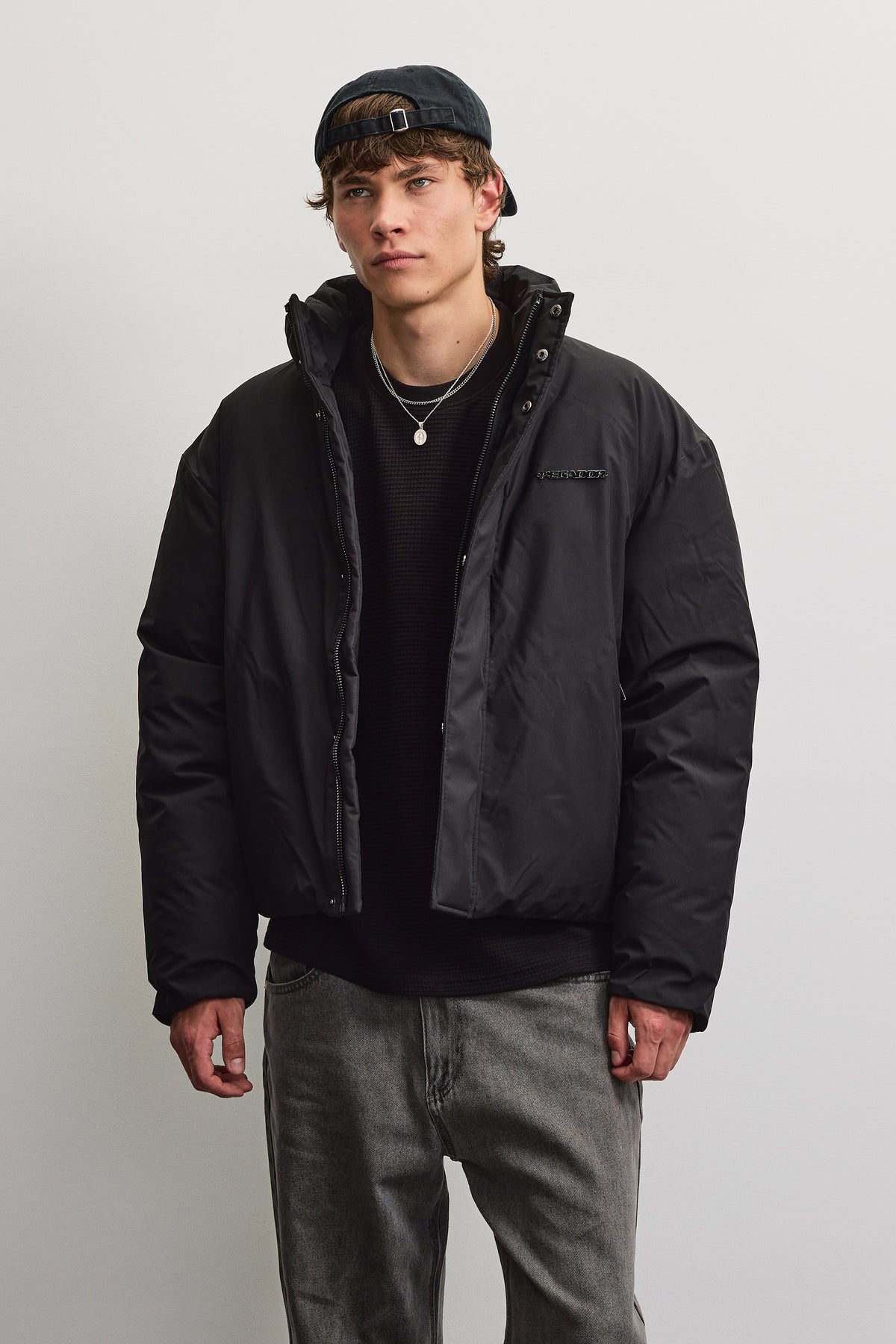 Lavoy Cropped Boxy Puffer Jacket Black - XS
