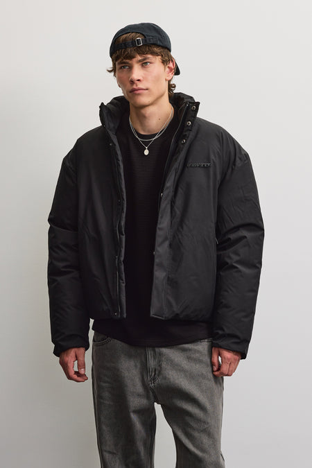 Lavoy Cropped Boxy Puffer Jacket Black