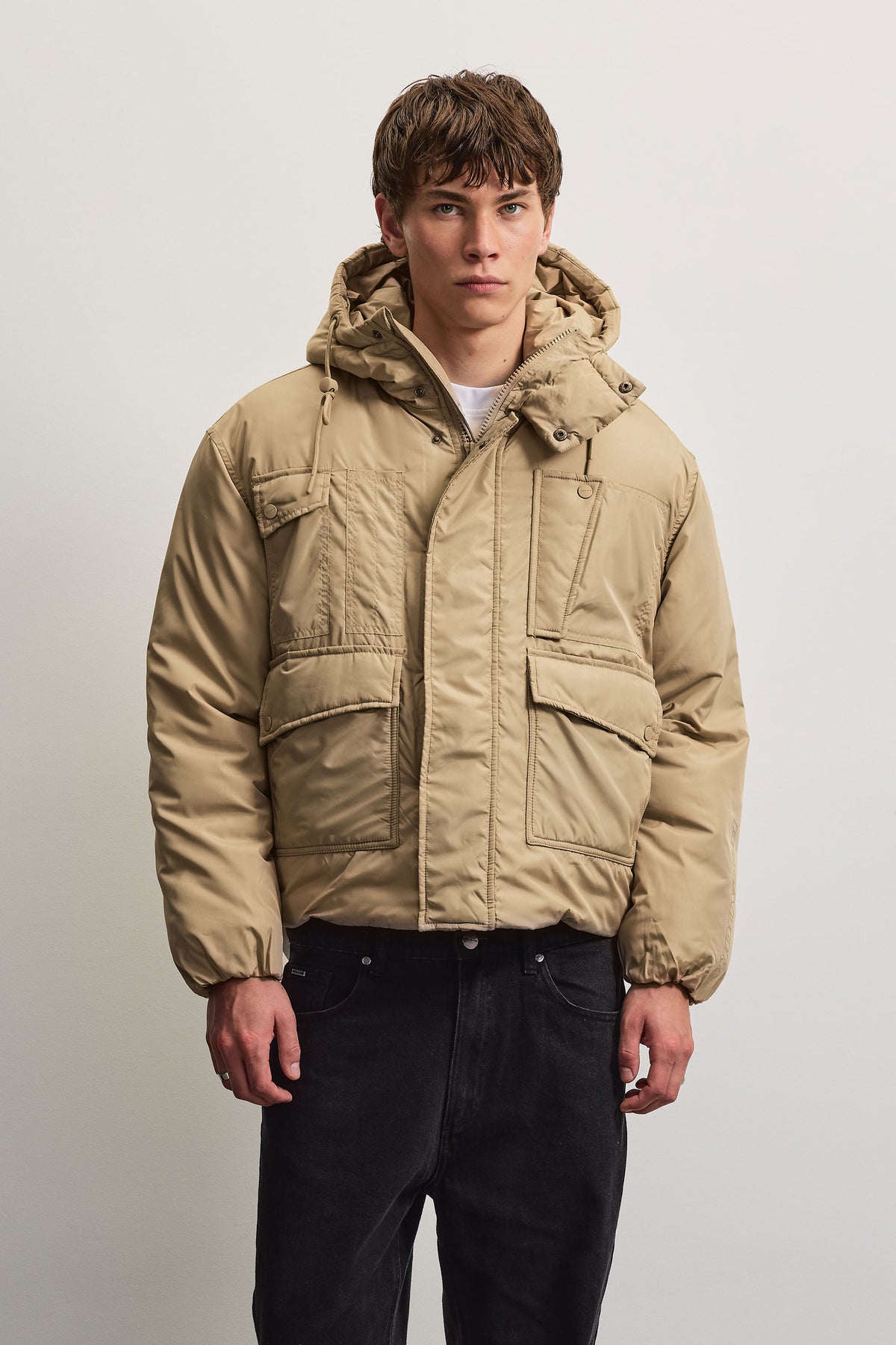 Jean Utility Puffer Jacket Sand - XS