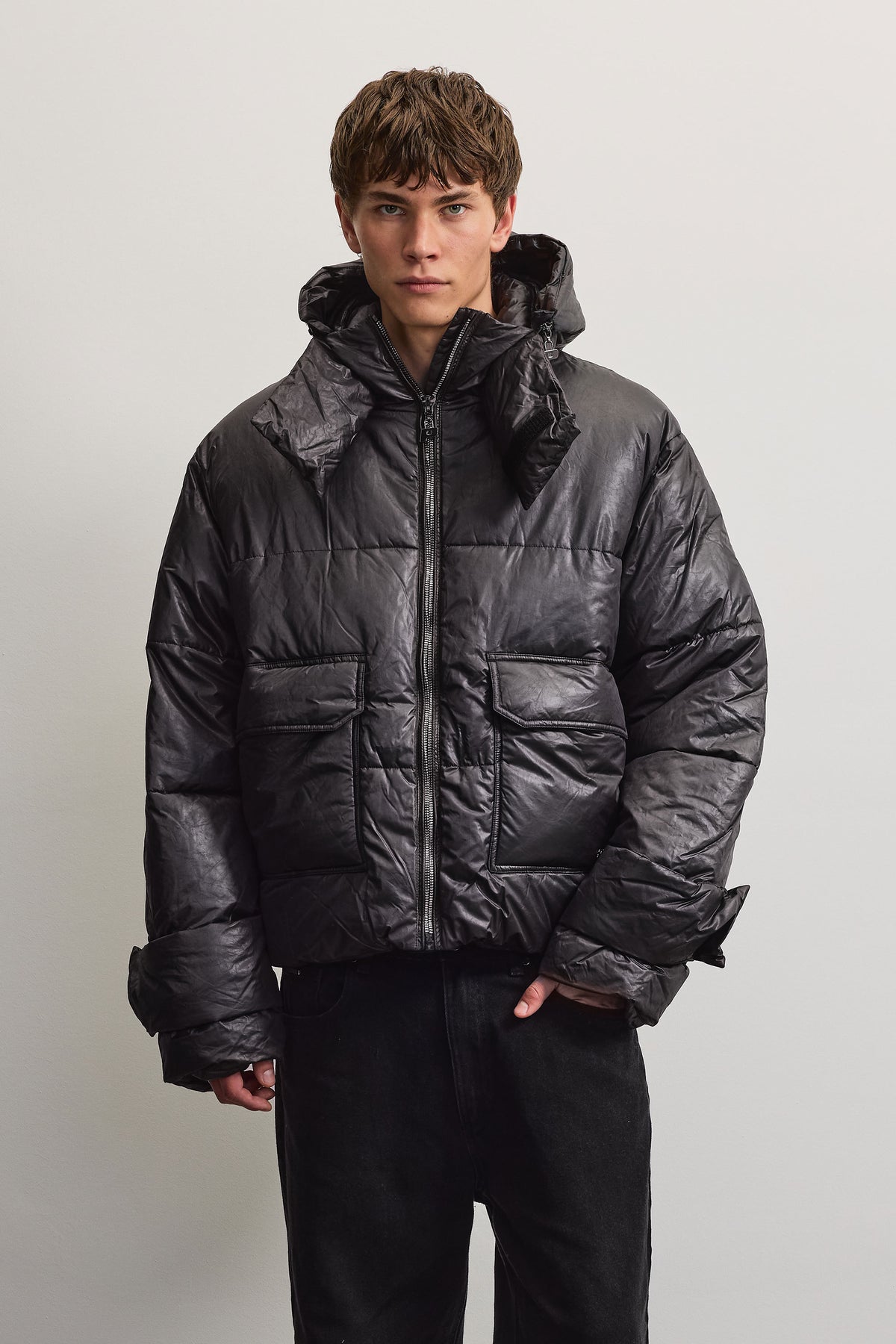 Garrick Vintage Oversized Puffer Jacket Black - XS