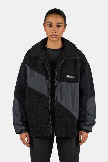 Casma Teddy Fabric Mix Jacket Black