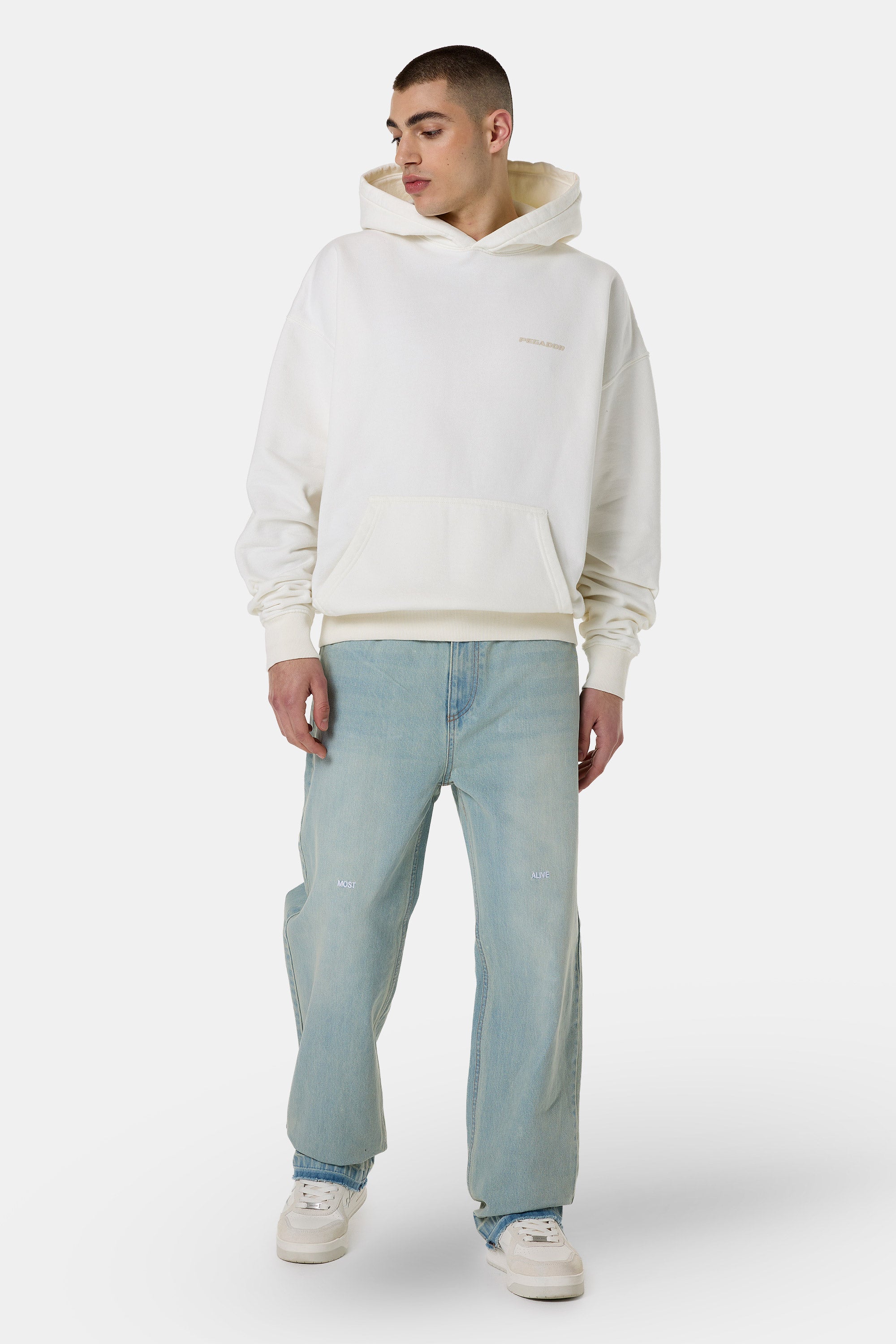 Barrow Wide Baggy Jeans Sand Washed Blue