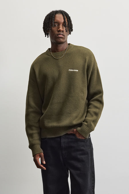 Logo Oversized Knit Sweater Olive Green