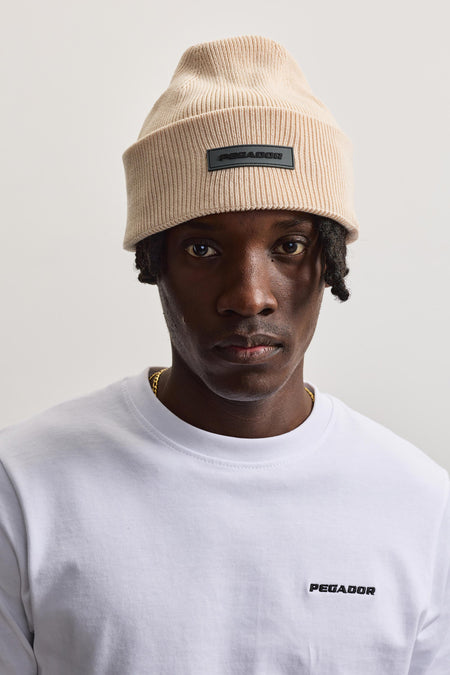 Ranyo Logo Rubber Beanie Light Beige