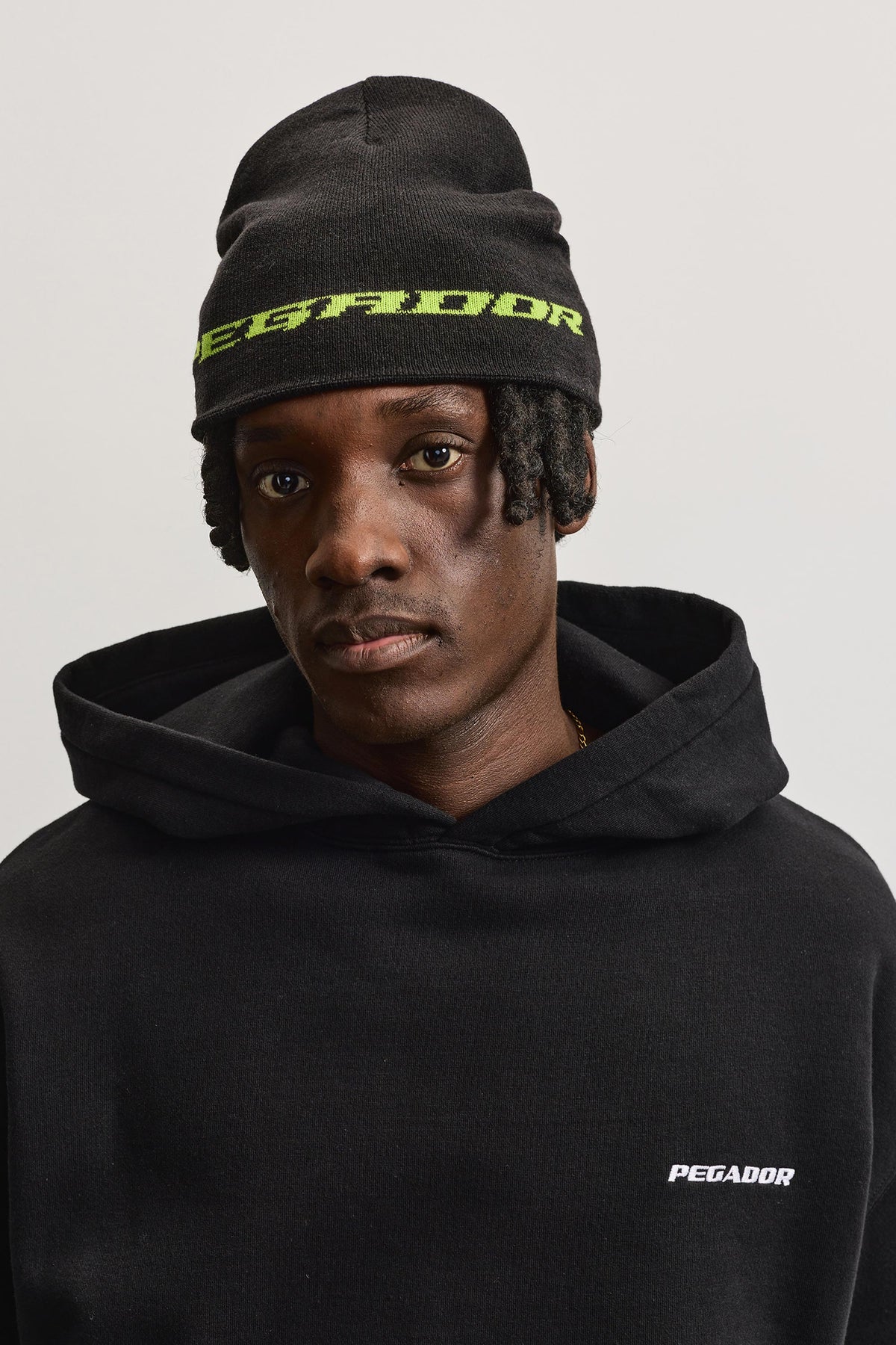 Alden Short Beanie Black Flash Green - ONE SIZE