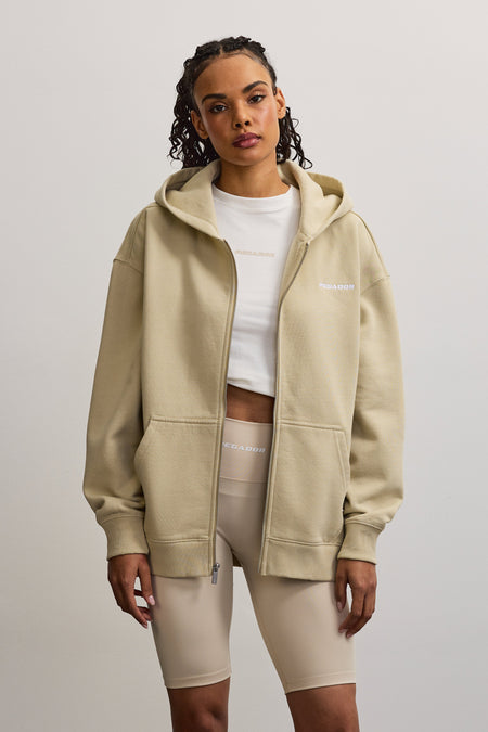 Clarita Oversized Sweat Jacket Khaki Beige