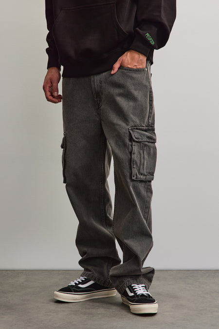 Dawes Cargo Baggy Jeans Washed Grey