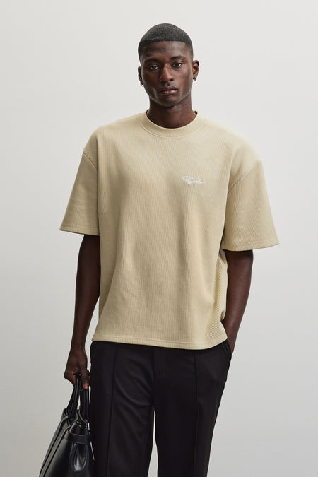 Signar Oversized Rib Tee Khaki Beige