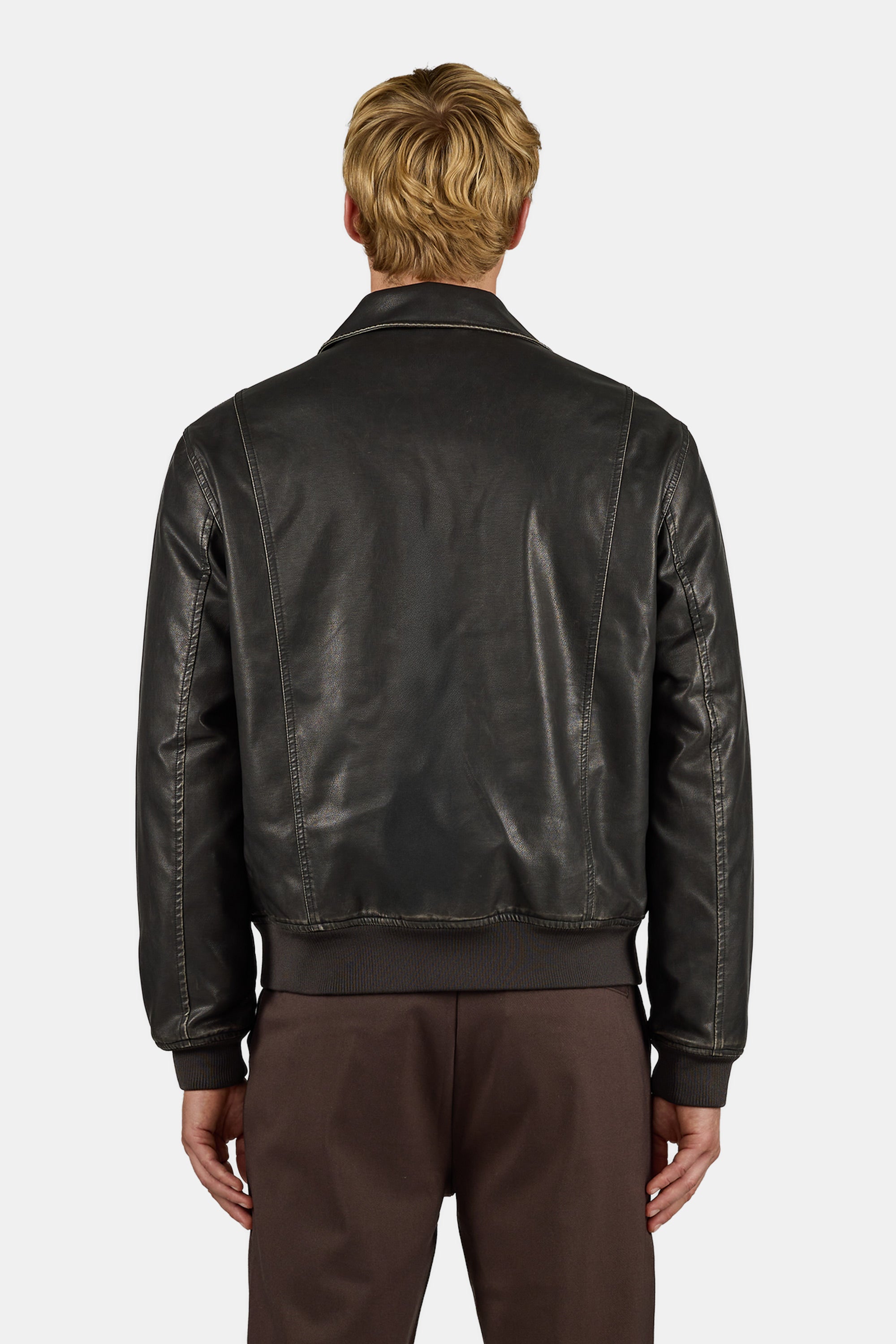 Colton Vintage Faux Leather Bomberjacket Black – PEGADOR®