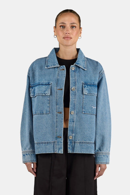 Anjai Oversized Denim Overshirt Washed Blue