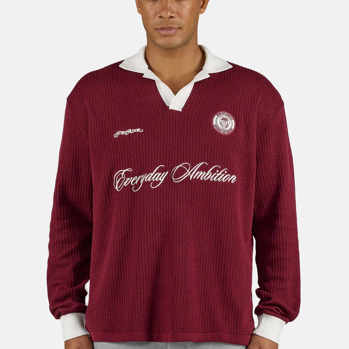 Yemo Regular Longsleeve Knit Trikot Maroon Red – PEGADOR®