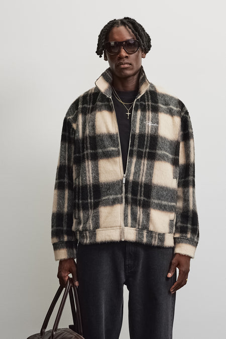 Teros Furry Flannel Overshirt Checked Cream