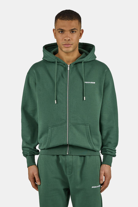 Logo Regular Sweat Jacket Solid Green