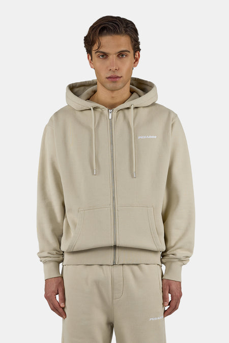 Logo Regular Sweat Jacket Khaki Beige