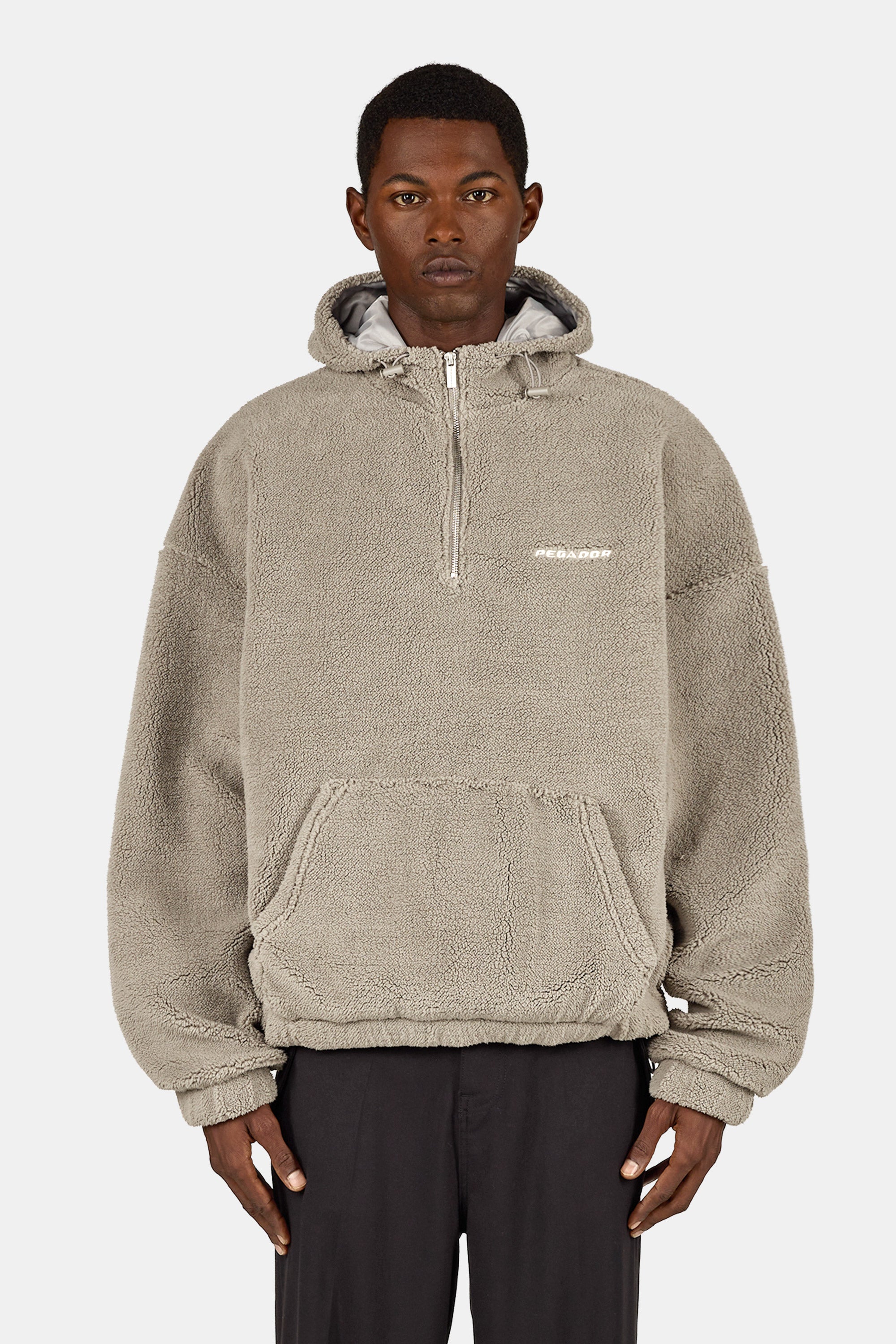 Olten Teddy Half Zip Hoodie Flint Grey – PEGADOR®