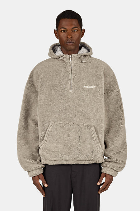 Olten Teddy Half Zip Hoodie Flint Grey