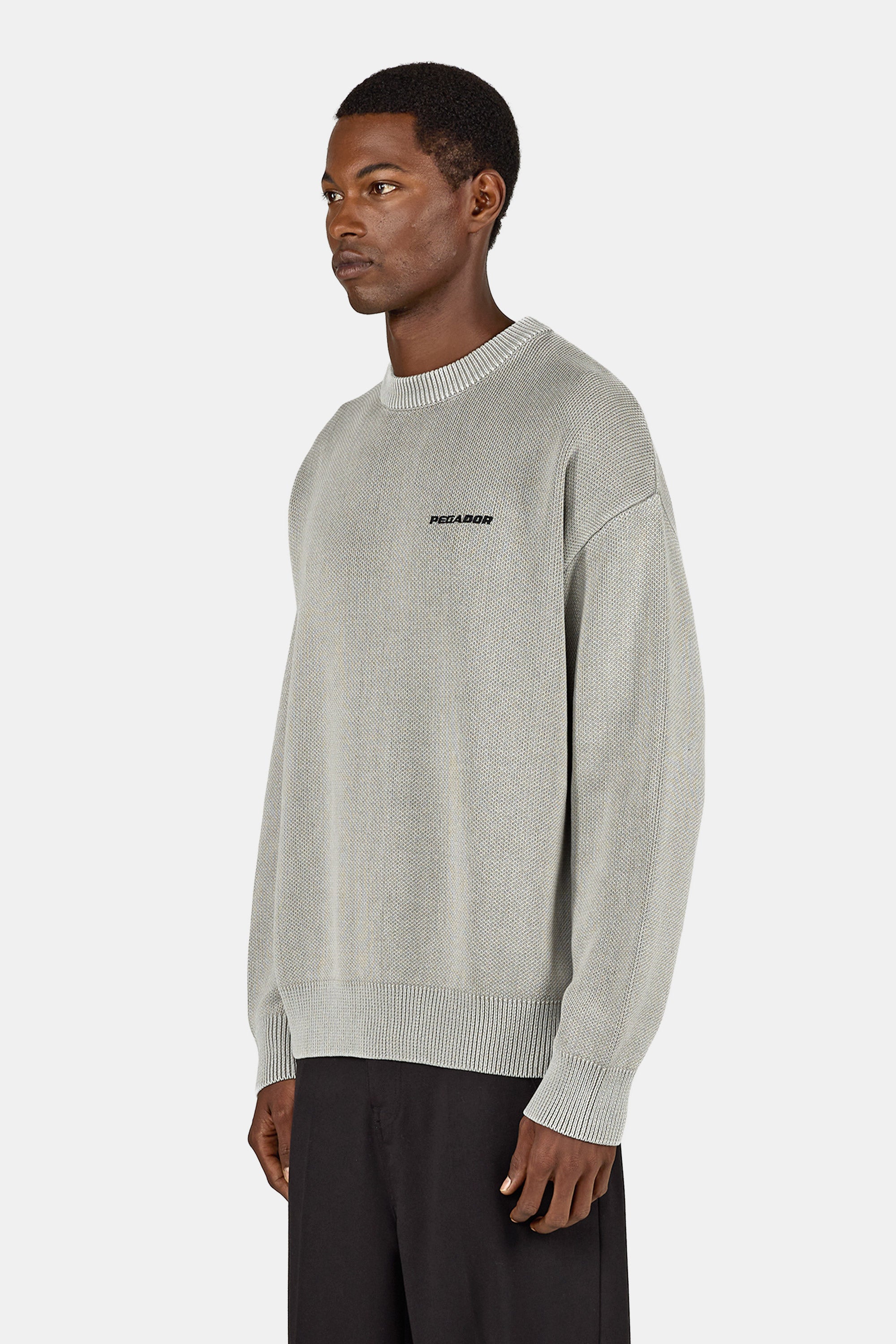 Logo Oversized Knit Sweater Dyed Flint Grey – PEGADOR®