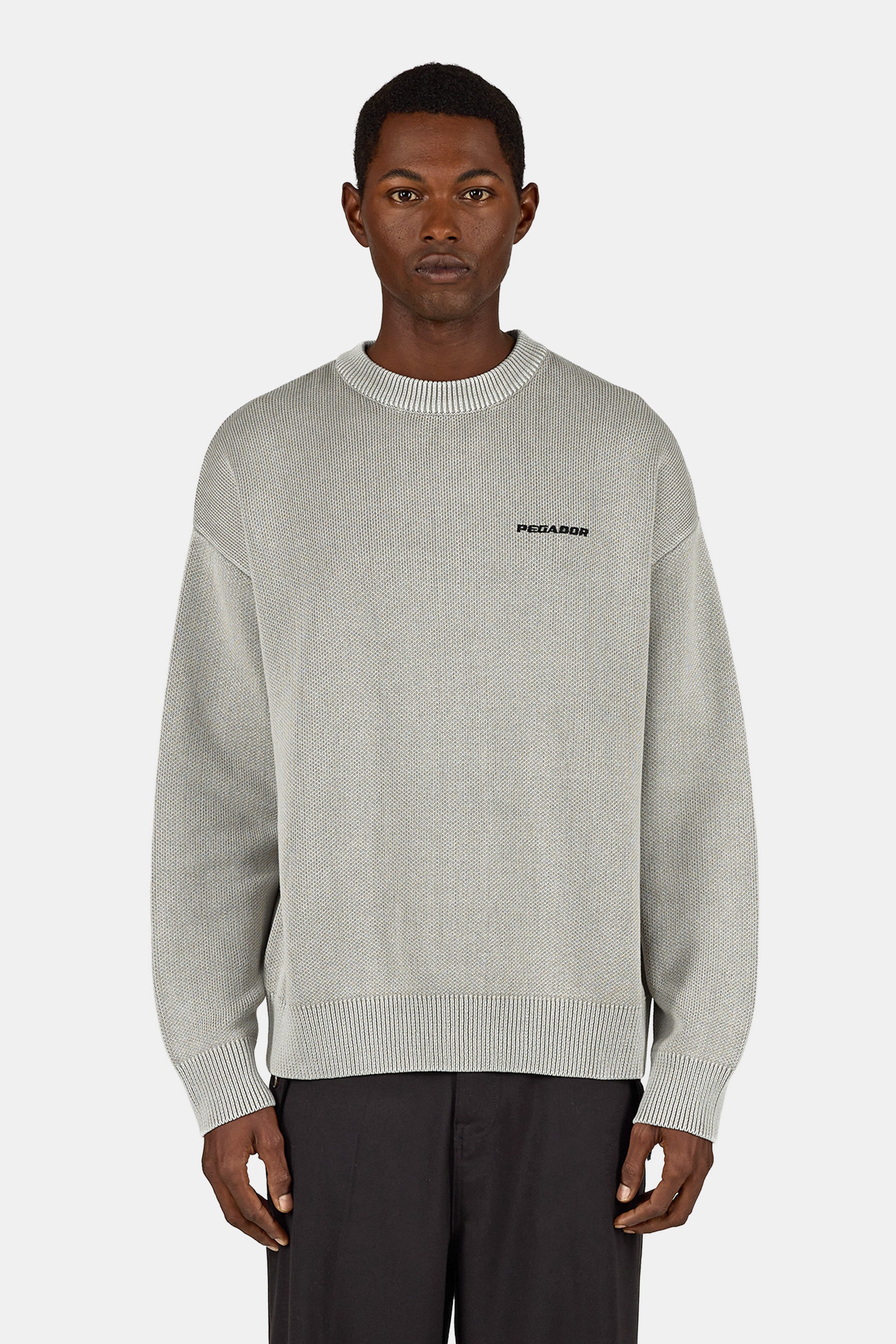 Logo Oversized Knit Sweater Dyed Flint Grey – PEGADOR®