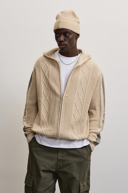 Cheb Cable Knit Jacket Cozy Beige
