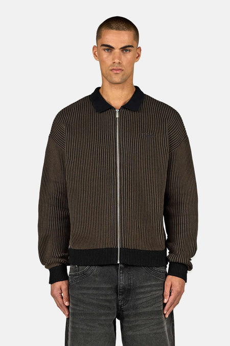 Haflong Knit Zip Jacket Walnut Brown